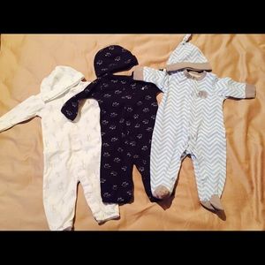 Cotton baby boy sleepers size 3-6 months