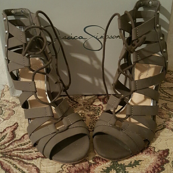 Jessica Simpson gladiator heels with original box.
