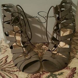 Jessica Simpson gladiator heels with original box.
