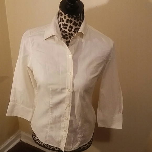 Bananas Republic womans linen ivory dress shirt - Picture 1 of 2
