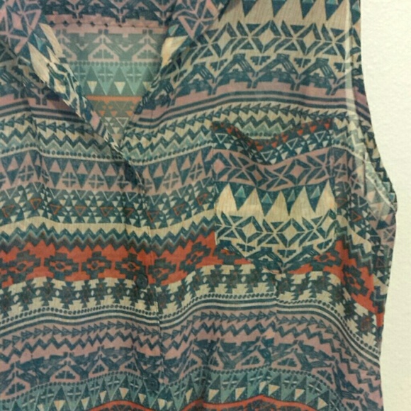 Sheer Aztec-Pattern Blouse - Picture 2 of 2