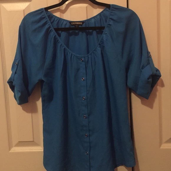 Express bright blue dress shirt
