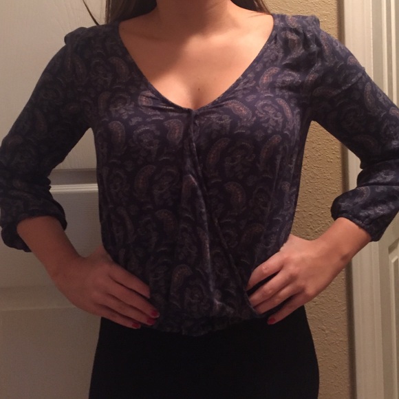 Navy paisley top