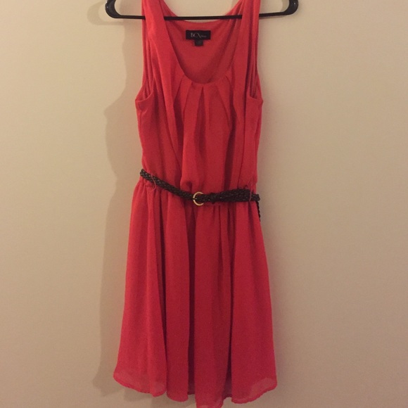 Coral dress, great for spring weather!