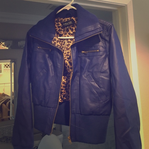 Blue feaux leather jacket - Picture 1 of 2