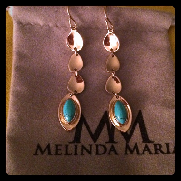 Melinda Maria gold tone turquoise dangle earrings