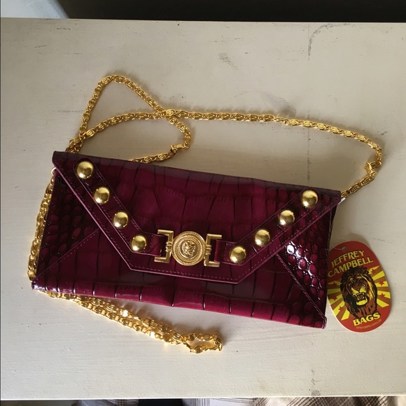 Jeffrey Campbell raspberry faux crocodile purse