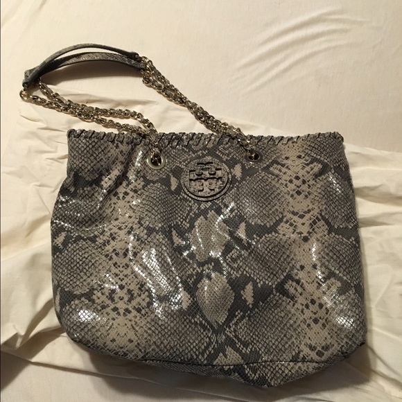 Tory Burch Marion Snake-Print Tote - Picture 3 of 4