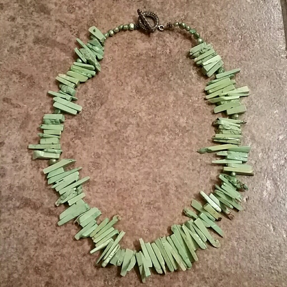 Funky Geometric Dyed Turquoise Southwest Necklace