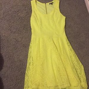 Express Neon Yellow Skater Dress