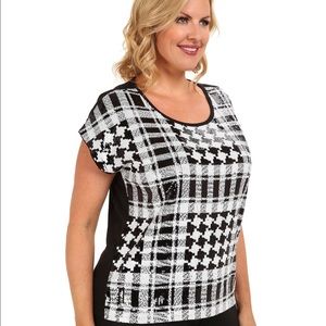 Michael Kors Plus Sequin Houndsplaid Top
