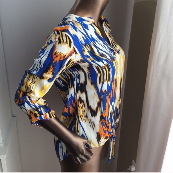 NWT Cobalt Orange Ikat Top - Picture 2 of 4