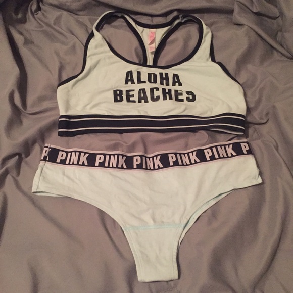Pink Victoria secret sport bra and matching pantie