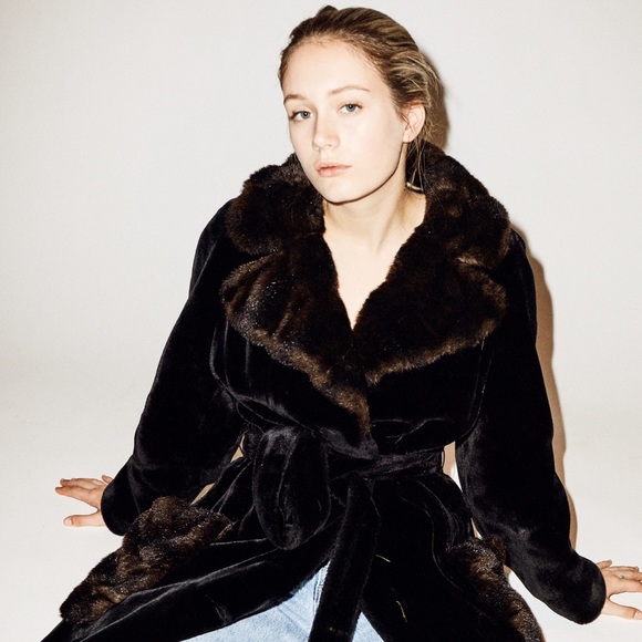 Long Black Faux Fur Coat