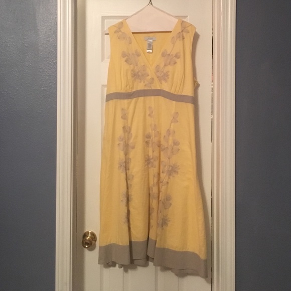 Long yellow with grey stitching dress