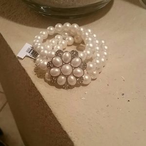 NWT tri-strand pearl bracelet.