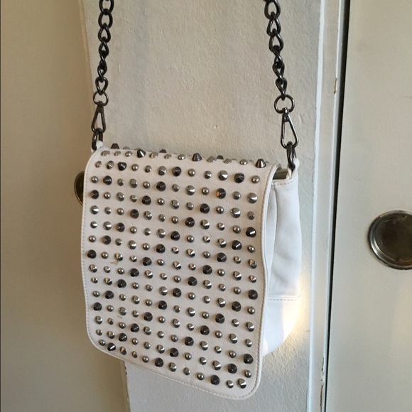 Studded white leather Purse