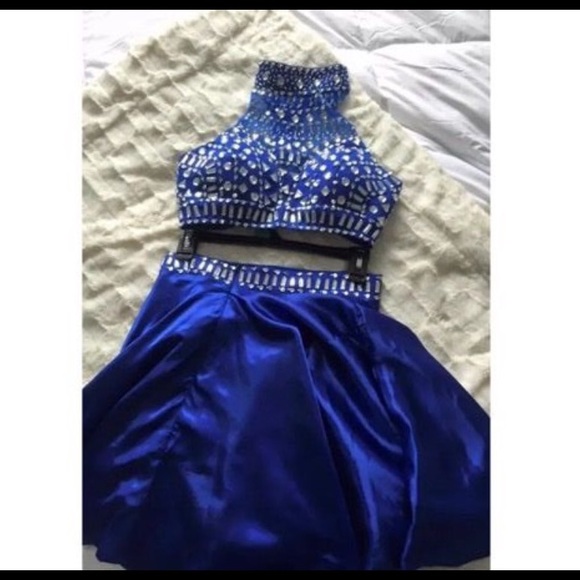 Royal blue two piece dress