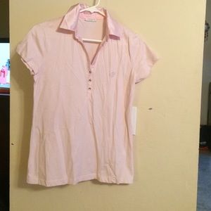 Pink polo shirt with satin color