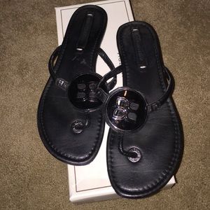 Black leather sandals