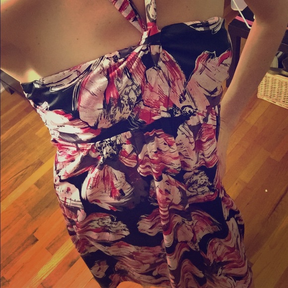 Halter silk floral dress - Picture 1 of 4