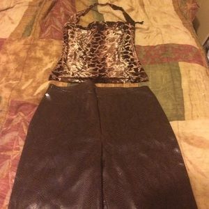Fake leather snakeskin pants