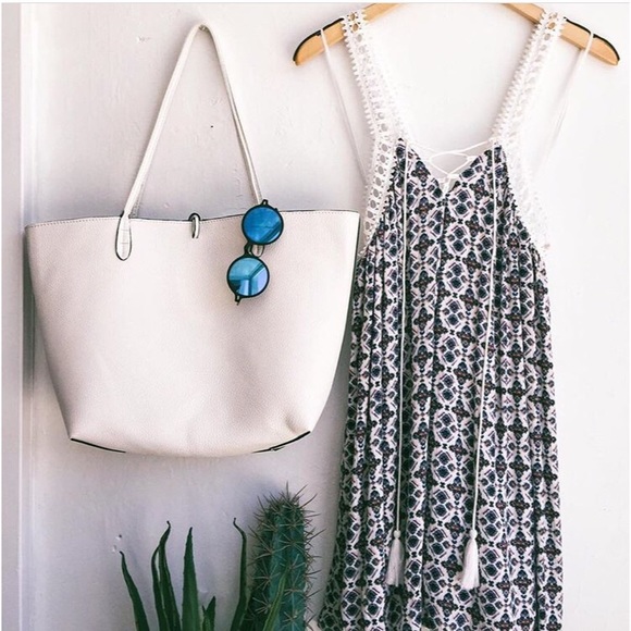 Boho Printed Lace Up Crochet Strap Dress - Picture 4 of 4