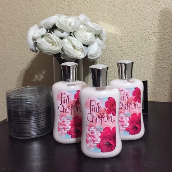 3 Pink chiffon body lotions