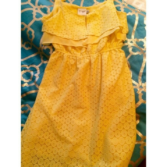 J. Taylor Sz 12 Yellow Dress Eyelet Overlay dress