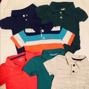 Lot of six toddler boy polo shirts.