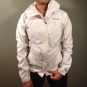 Columbia White/Grey Rain Jacket