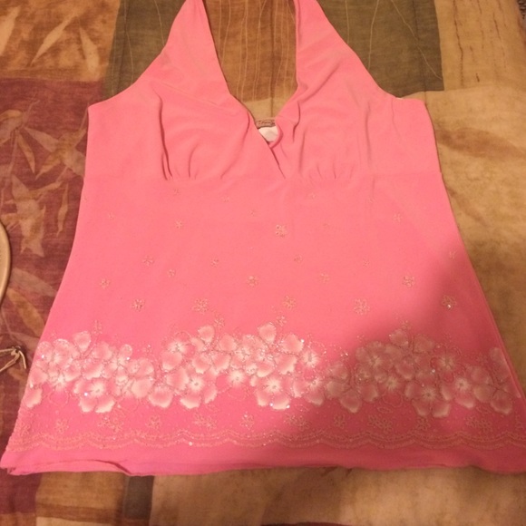 Pink and white top