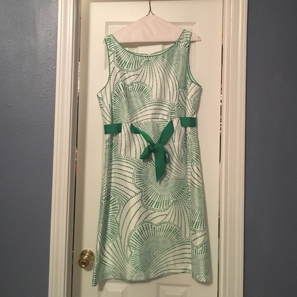 Green and white dress