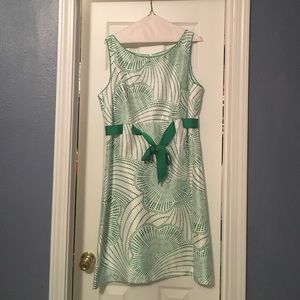 Green and white dress