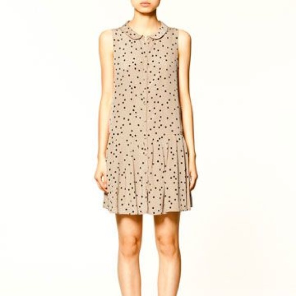 Zara Peter Pan collar polka dot dress size small