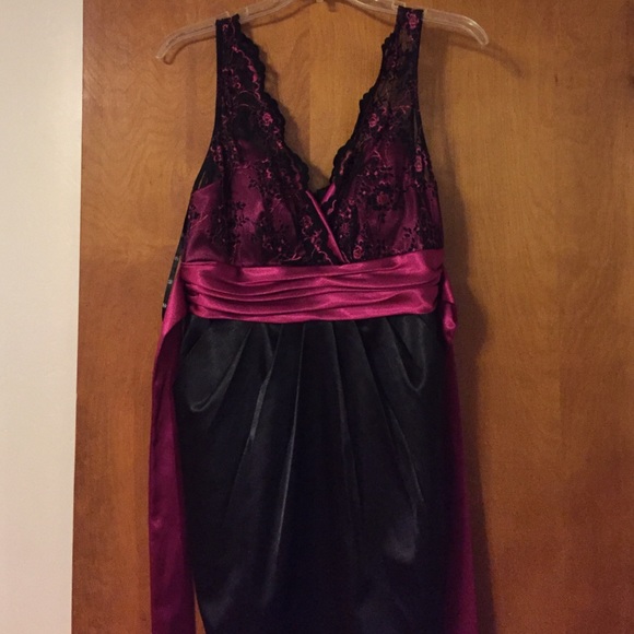 Love Tease magenta and black cocktail dress