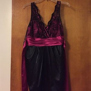 Love Tease magenta and black cocktail dress