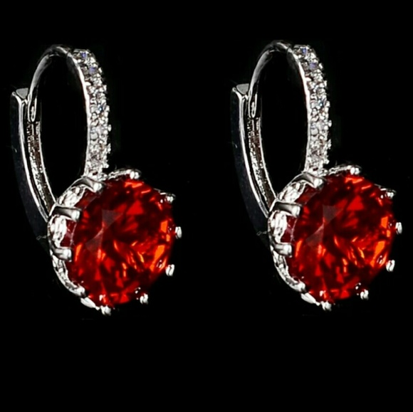 Ruby topaz huggie errings