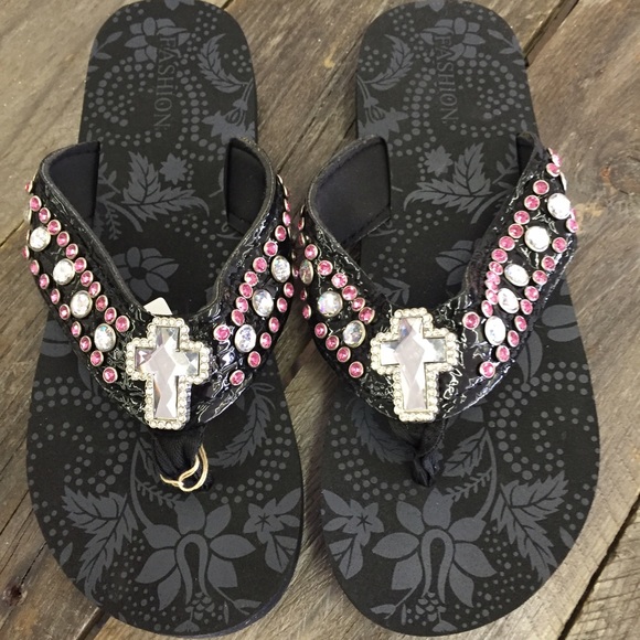 Blingy flip flops