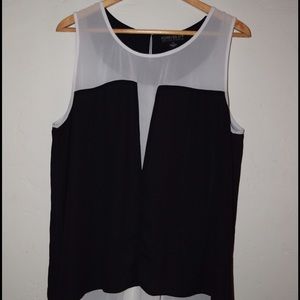 Plus size black and white tank top