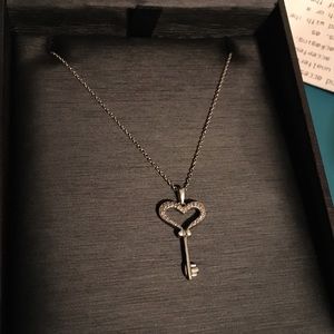 Diamond heart key necklace