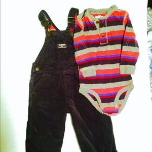 Corduroy lined boys overalls. Size 18 months.