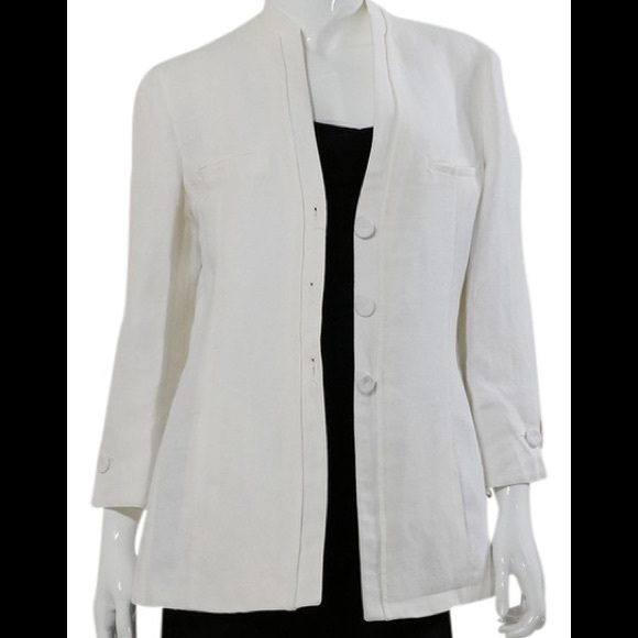 Armani Collezioni White Linen Mandarin Jacket