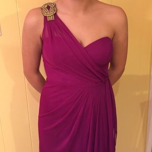 Magenta chiffon floor length prom dress