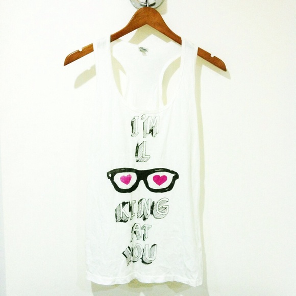 Forever 21 White Glasses Graphic Racerback Tank