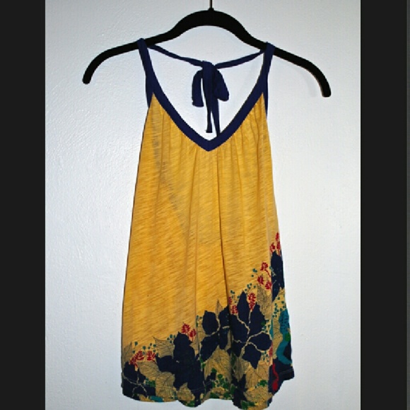 Yellow halter top with floral print