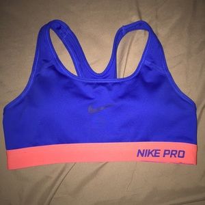 Nike pro blue and pink sports bra