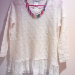 Cotton Emporium Lace Trimmed Sweater(Reduced  5/30