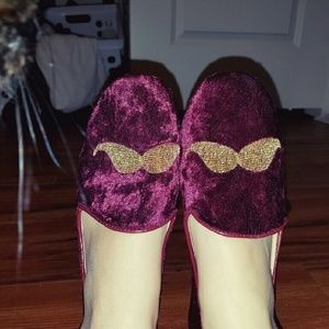 Mustache Faux Velvet shoes