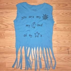 Fringe blue crop top